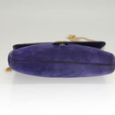 CELINE Chain Shoulder Bag Suede Purple Auth BA1516-5
