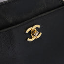 CHANEL Chain Tote Bag Caviar Skin Black Gold CC Auth BA15172-18