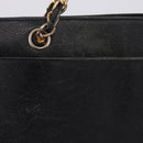 CHANEL Chain Tote Bag Caviar Skin Black Gold CC Auth BA15172-3