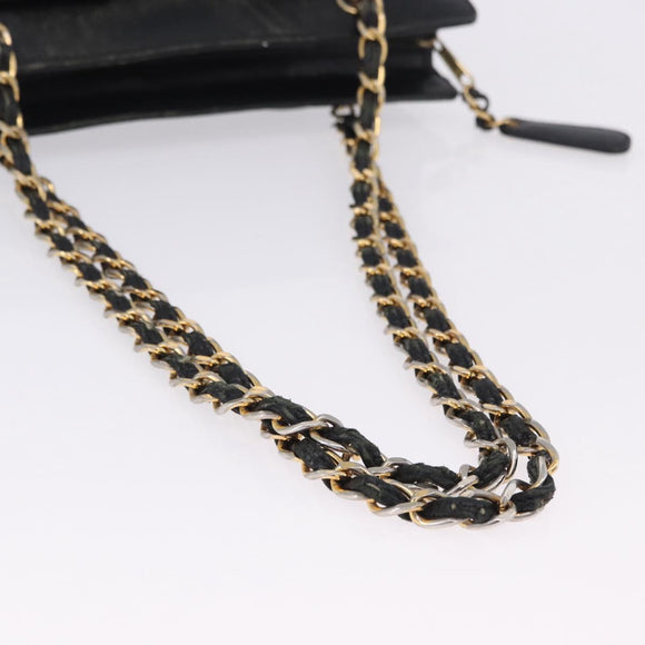 CHANEL Chain Tote Bag Caviar Skin Black Gold CC Auth BA15172