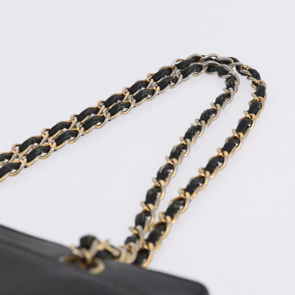 CHANEL Chain Tote Bag Caviar Skin Black Gold CC Auth BA15172