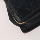 CHANEL Matelasse Chain Shoulder Bag Suede Black Gold CC Auth BA15173-15