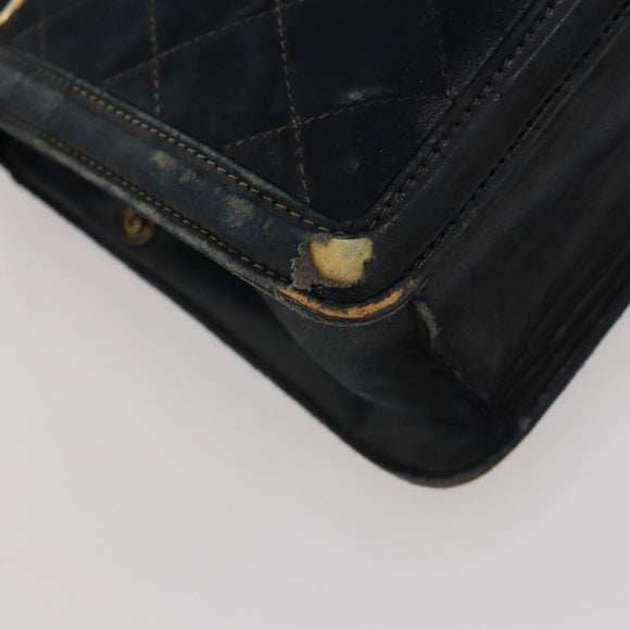 CHANEL Matelasse Chain Shoulder Bag Suede Black Gold CC Auth BA15173