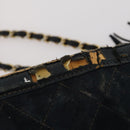 CHANEL Matelasse Chain Shoulder Bag Suede Black Gold CC Auth BA15173-9