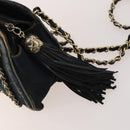 CHANEL Matelasse Chain Shoulder Bag Suede Black Gold CC Auth BA15173-18
