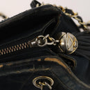 CHANEL Matelasse Chain Shoulder Bag Suede Black Gold CC Auth BA15173-10