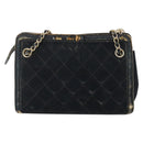 CHANEL Matelasse Chain Shoulder Bag Suede Black Gold CC Auth BA15173-2