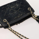 CHANEL Matelasse Chain Shoulder Bag Suede Black Gold CC Auth BA15173-6