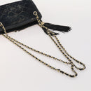 CHANEL Matelasse Chain Shoulder Bag Suede Black Gold CC Auth BA15173-7