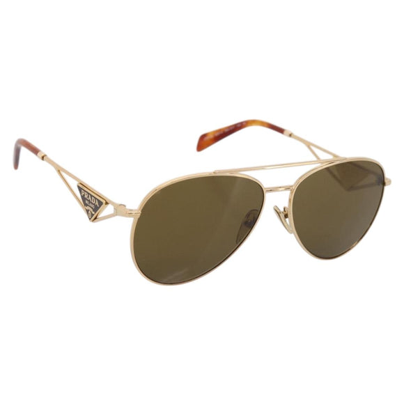 PRADA Sunglasses metal Brown Auth BA15182M