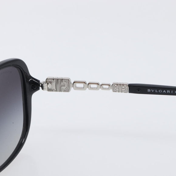 BVLGARI Sunglasses Plastic Black Silver Auth BA15183