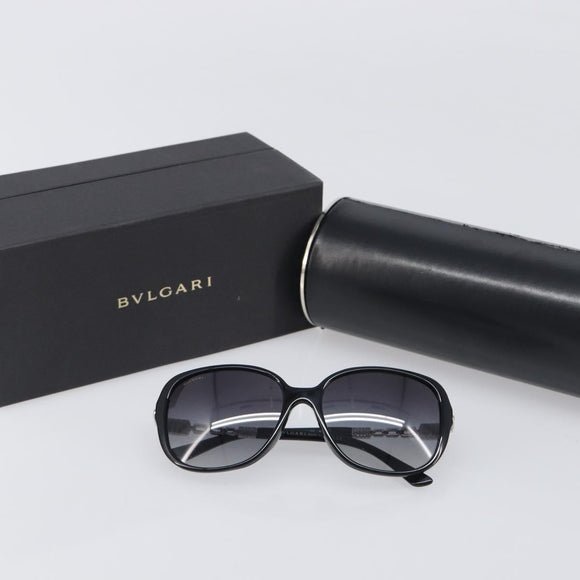 BVLGARI Sunglasses Plastic Black Silver Auth BA15183