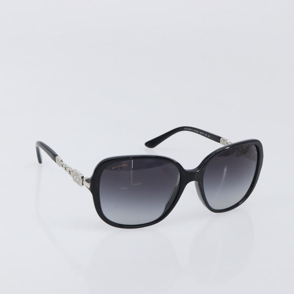 BVLGARI Sunglasses Plastic Black Silver Auth BA15183