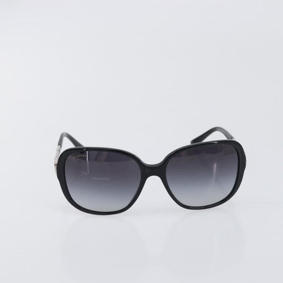 BVLGARI Sunglasses Plastic Black Silver Auth BA15183