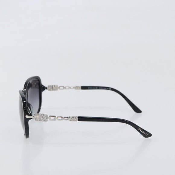 BVLGARI Sunglasses Plastic Black Silver Auth BA15183