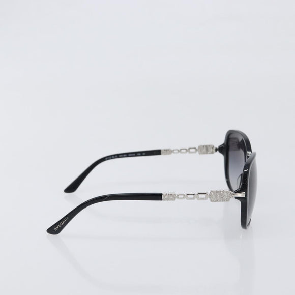 BVLGARI Sunglasses Plastic Black Silver Auth BA15183