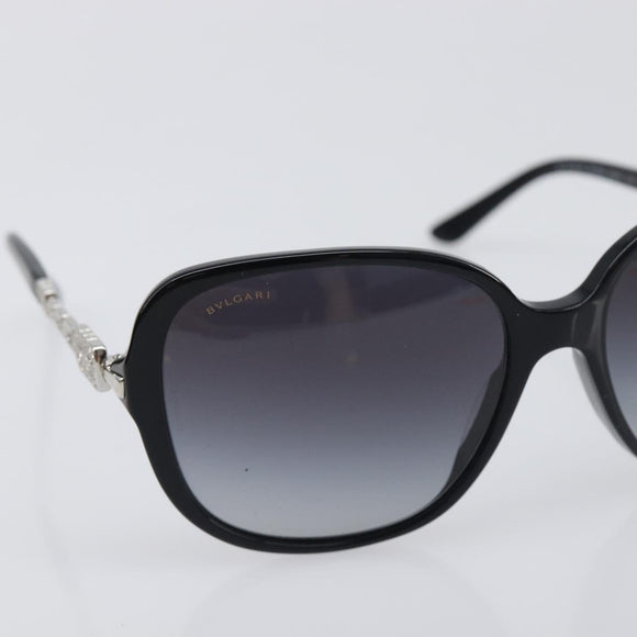 BVLGARI Sunglasses Plastic Black Silver Auth BA15183