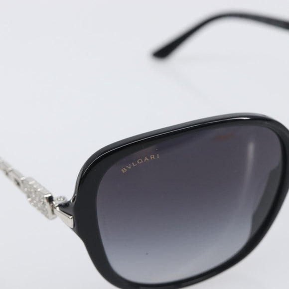BVLGARI Sunglasses Plastic Black Silver Auth BA15183