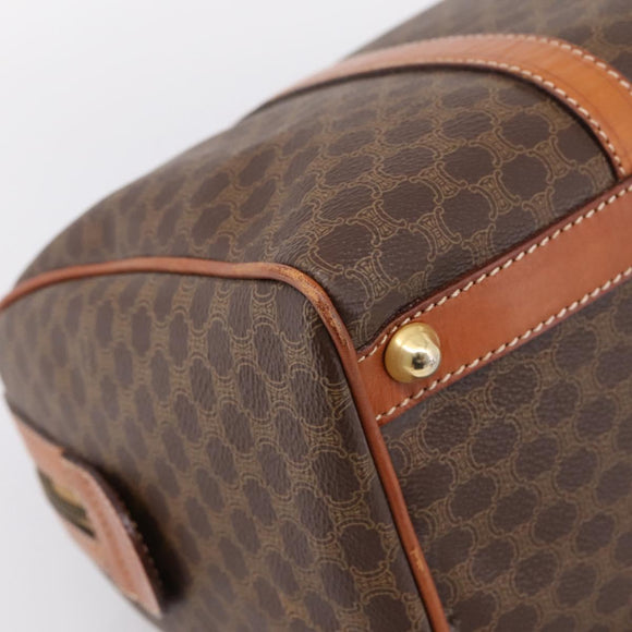 CELINE Macadam Canvas Hand Bag PVC Leather Brown Gold Auth BA15189A