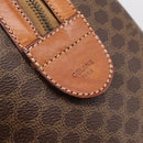CELINE Macadam Canvas Hand Bag PVC Leather Brown Gold Auth BA15189A-17