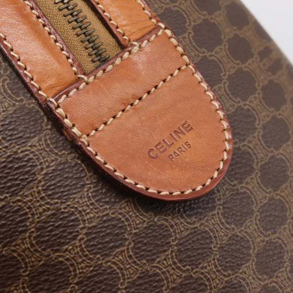 CELINE Macadam Canvas Hand Bag PVC Leather Brown Gold Auth BA15189A