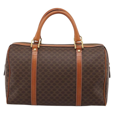 CELINE Macadam Canvas Hand Bag PVC Leather Brown Gold Auth BA15189A - 0