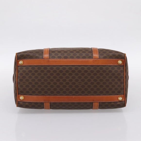 CELINE Macadam Canvas Hand Bag PVC Leather Brown Gold Auth BA15189A