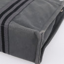 HERMES Fourre Tout PM Hand Bag cotton Gray Silver Auth BA15196-12