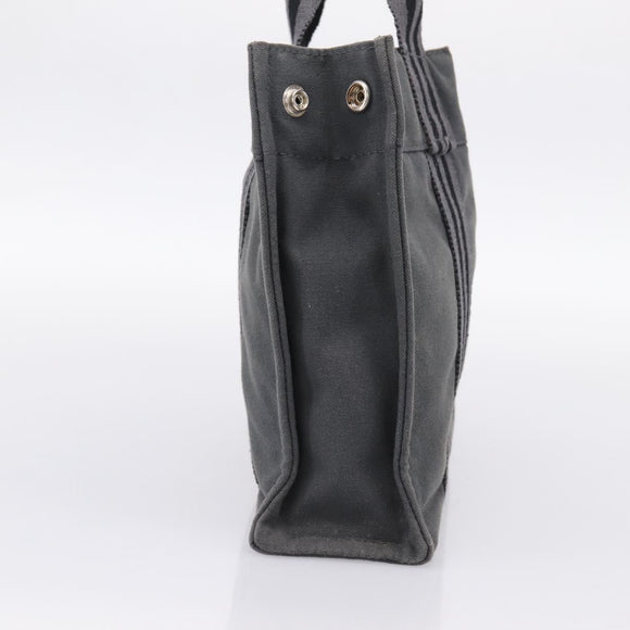 HERMES Fourre Tout PM Hand Bag cotton Gray Silver Auth BA15196