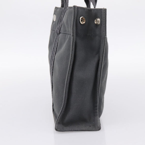 HERMES Fourre Tout PM Hand Bag cotton Gray Silver Auth BA15196