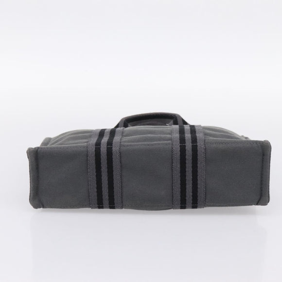 HERMES Fourre Tout PM Hand Bag cotton Gray Silver Auth BA15196