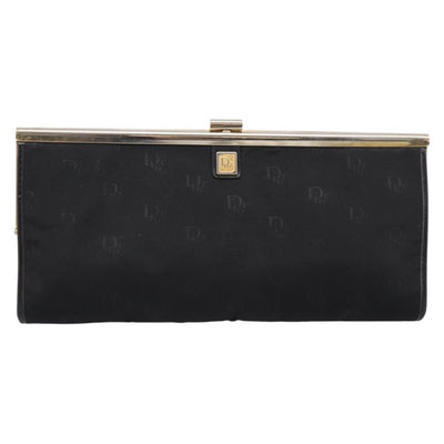 Christian Dior Trotter Canvas Clutch Bag Nylon Black Gold Auth BA15198 - 0