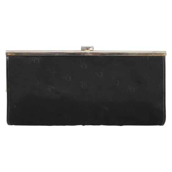 Christian Dior Trotter Canvas Clutch Bag Nylon Black Gold Auth BA15198