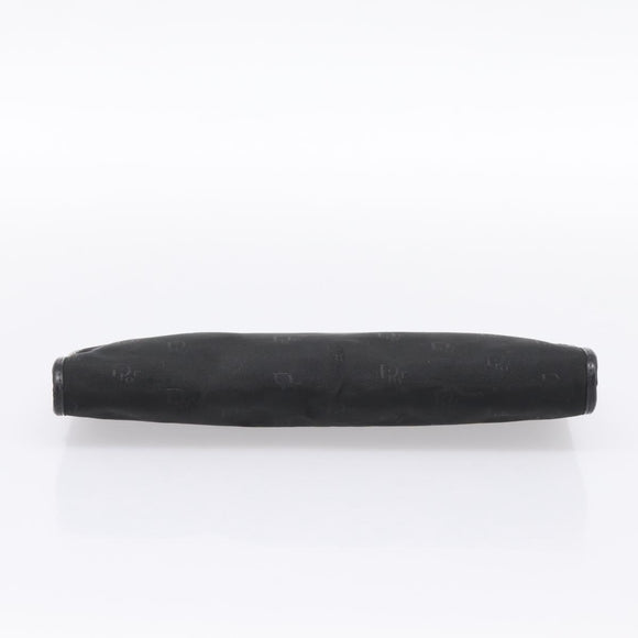 Christian Dior Trotter Canvas Clutch Bag Nylon Black Gold Auth BA15198