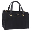VALENTINO Hand Bag Nylon Black Gold Auth BA15199-1