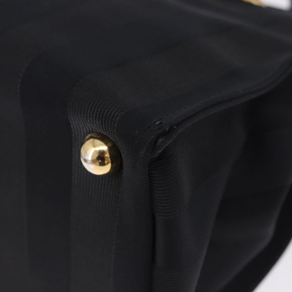 VALENTINO Hand Bag Nylon Black Gold Auth BA15199