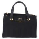 VALENTINO Hand Bag Nylon Black Gold Auth BA15199-13