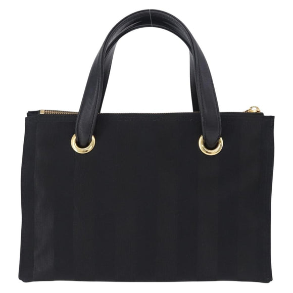 VALENTINO Hand Bag Nylon Black Gold Auth BA15199