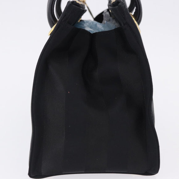 VALENTINO Hand Bag Nylon Black Gold Auth BA15199