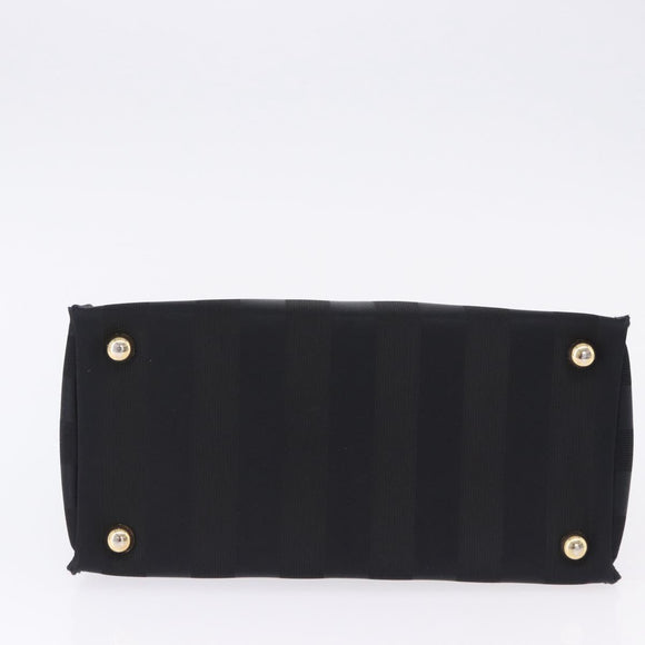 VALENTINO Hand Bag Nylon Black Gold Auth BA15199