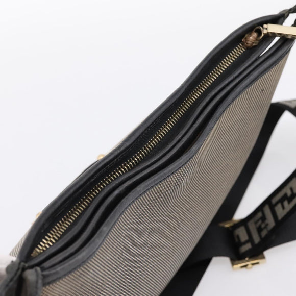 FENDI Zucca Canvas Shoulder Bag Beige Gold Auth BA15204
