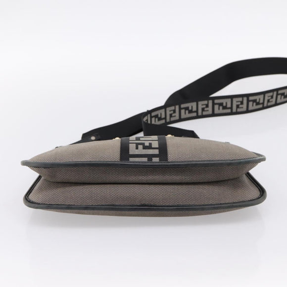 FENDI Zucca Canvas Shoulder Bag Beige Gold Auth BA15204