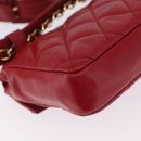 CHANEL Matelasse Waist bag Lamb Skin Red Gold CC Auth BA15205-12