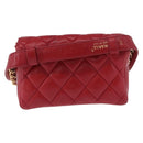 CHANEL Matelasse Waist bag Lamb Skin Red Gold CC Auth BA15205-3