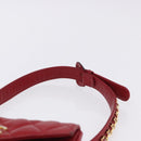 CHANEL Matelasse Waist bag Lamb Skin Red Gold CC Auth BA15205-8