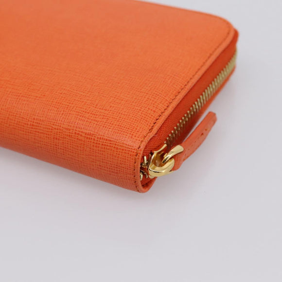 FENDI Long Wallet Leather Orange Silver Auth BA15216V