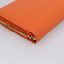 FENDI Long Wallet Leather Orange Silver Auth BA15216V-16