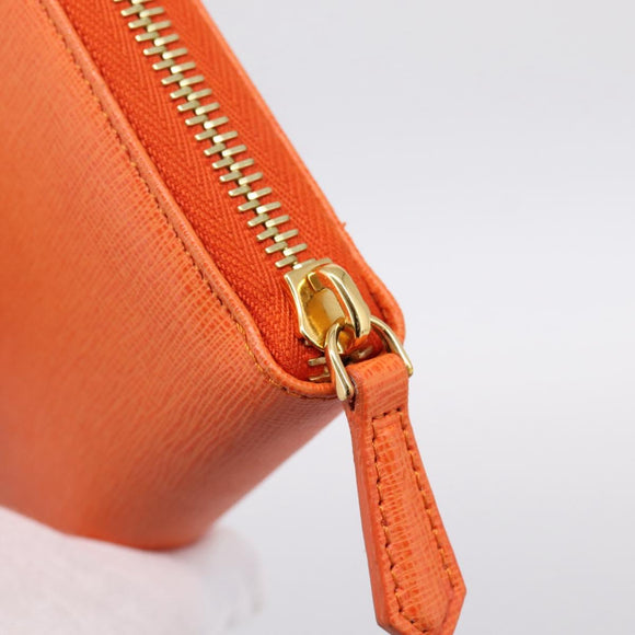 FENDI Long Wallet Leather Orange Silver Auth BA15216V