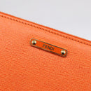 FENDI Long Wallet Leather Orange Silver Auth BA15216V-17