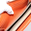FENDI Long Wallet Leather Orange Silver Auth BA15216V-19